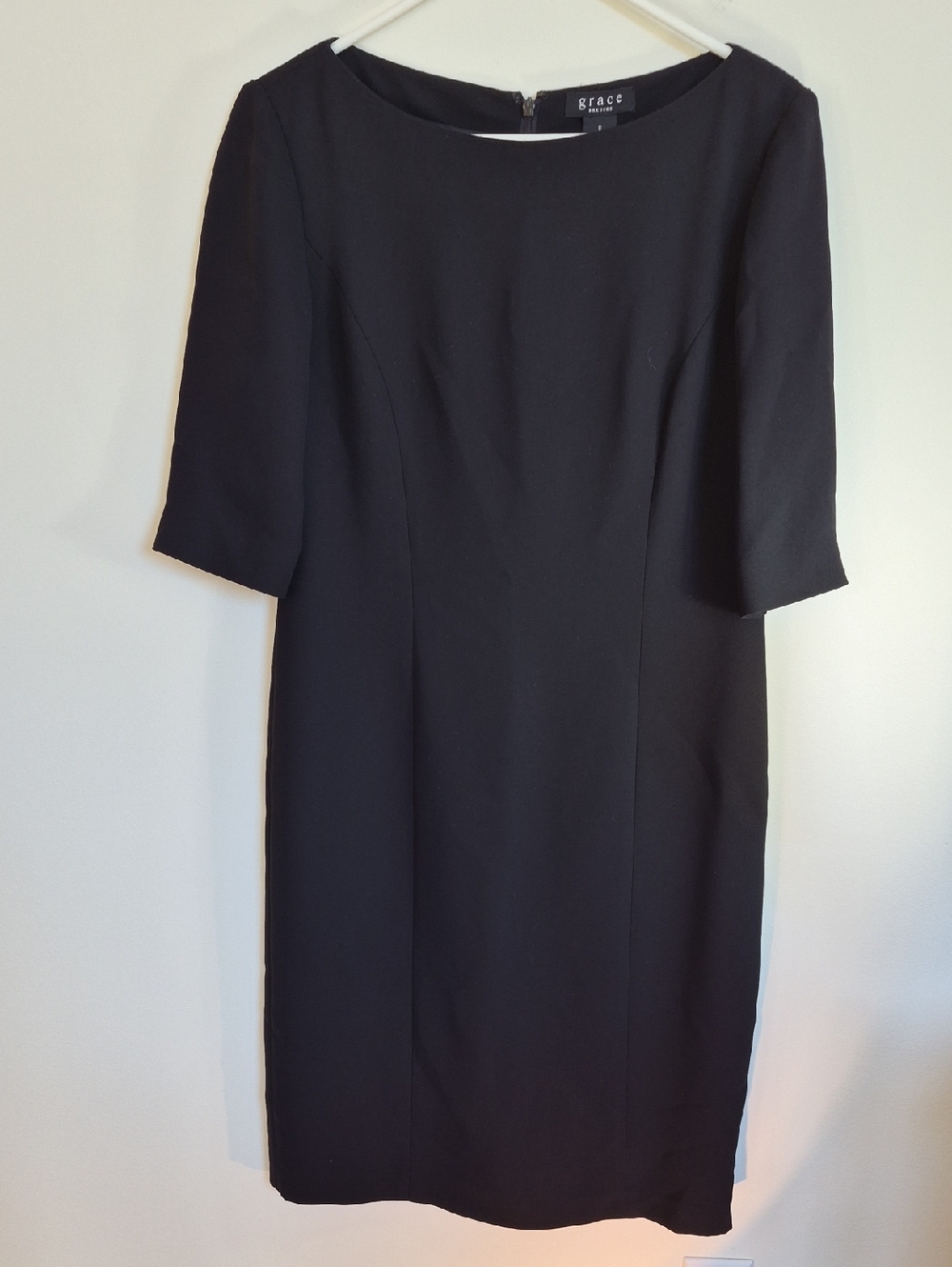 Grace Black Midi Sheath Dress Women's Size 8